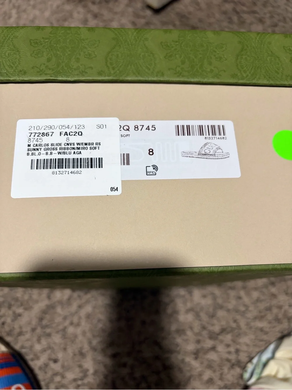 Gucci Orange and Blue Striped Logo Slide Sandals